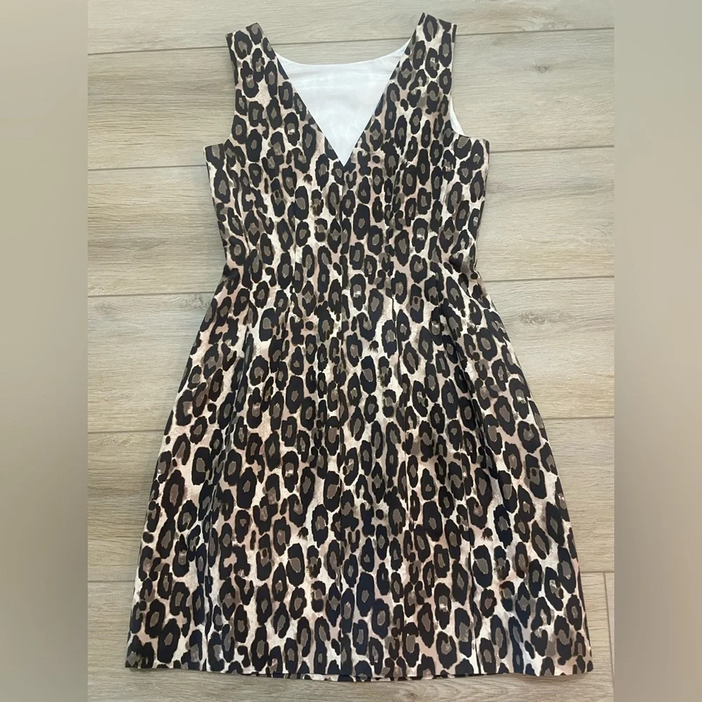 kate spade New York leopard print cotton silk blend sheath dress size 2